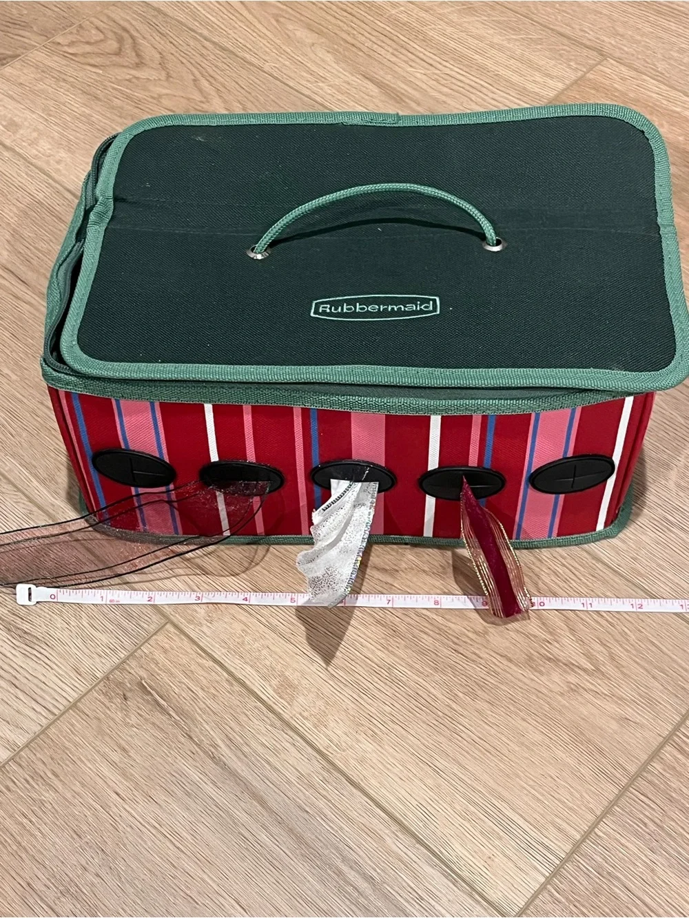 Rubbermaid Red and Green Ribbon Storage Box